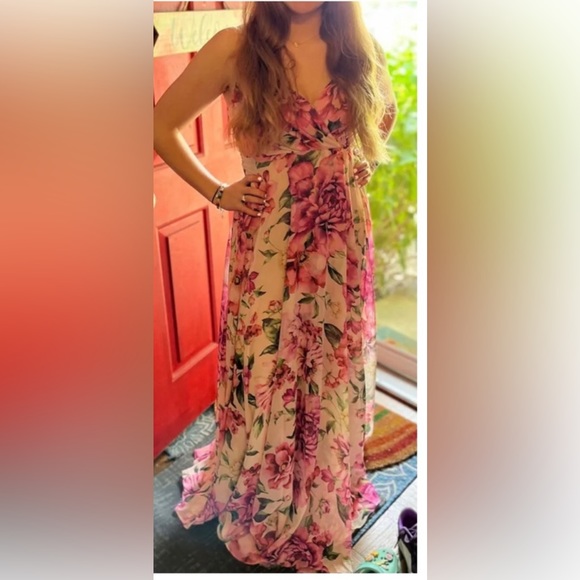 Season of love pink floral maxi dress gown XS - Picture 4 of 9